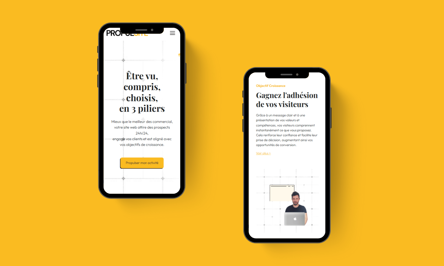 Mockup mobile du site Propulsite — adaptation responsive